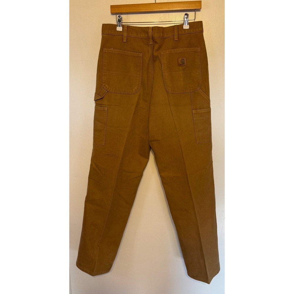 Carhartt B111 BRN Flannel Lined Loose Fit Carpenter Pants Brown 34x34